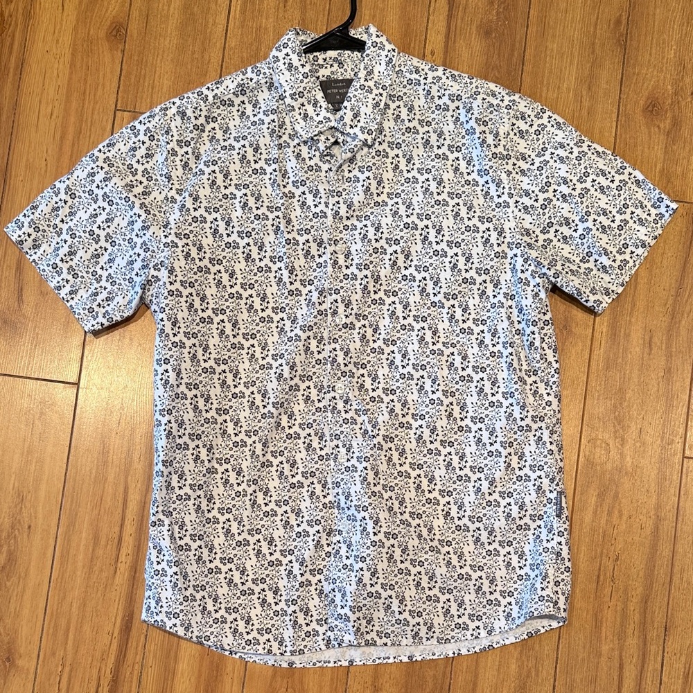 Peter Werth Black and White Floral Men's Shirt